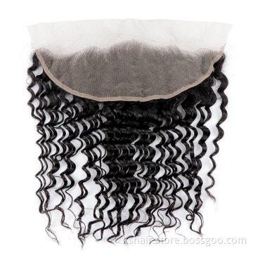 Deep Curly virgin hair for women 13x4 Lace Closure  8-24inch Remy human hair frontal lace closure